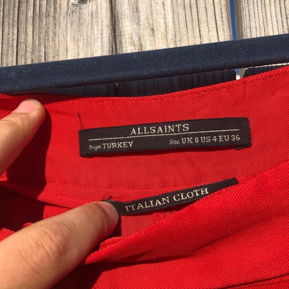 All Saints Red pleated Cedie Sky pants pre-loved - Picture 7 of 13